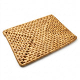 Woven Rattan Rectangular Mat – Natural, 42 × 32 cm