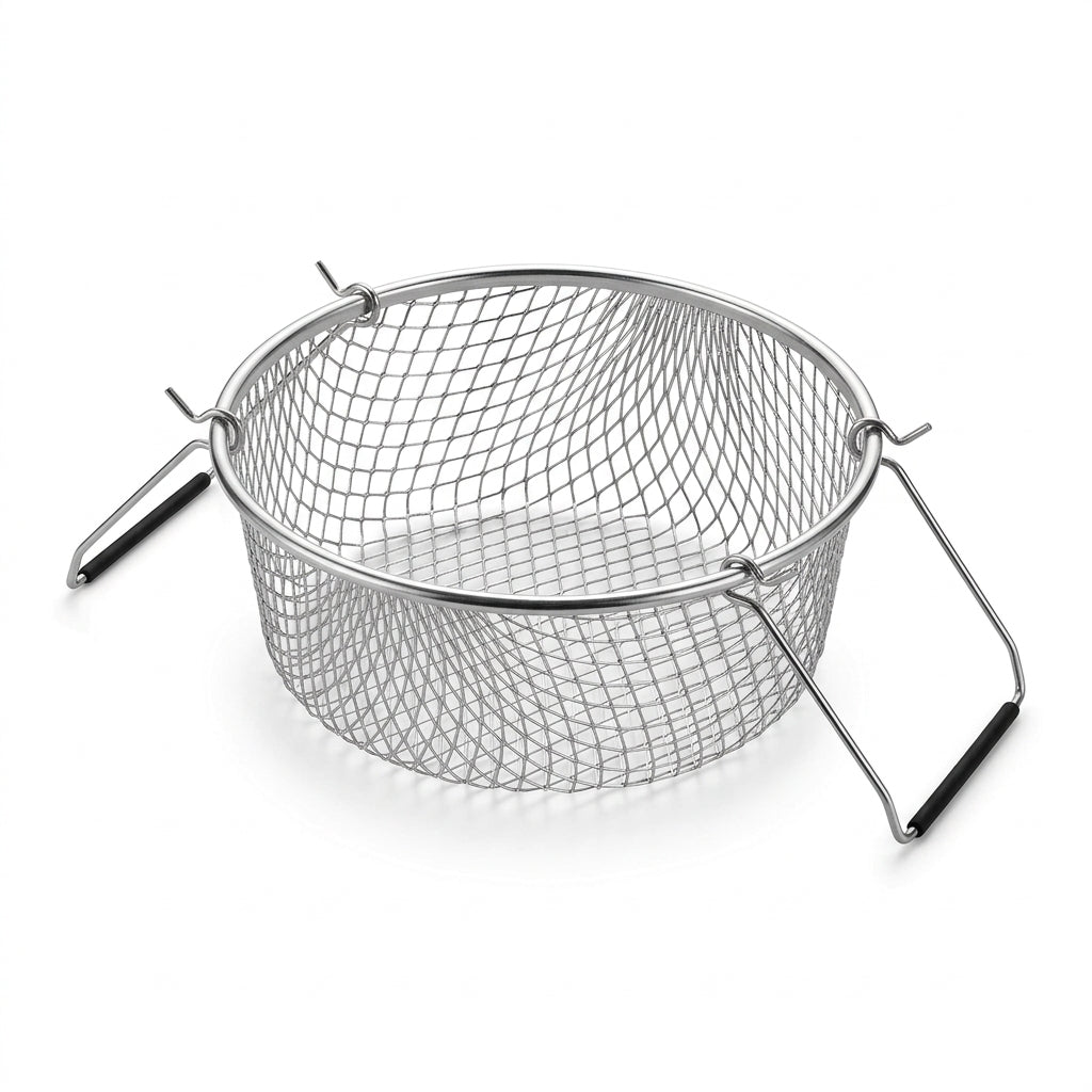 Yuniverse Round Mesh Fries Basket – Silver, 23 × 9 cm