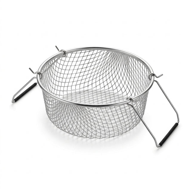 Yuniverse Round Mesh Fries Basket – Silver, 23 × 9 cm