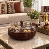 Wooden Candy Bowl with Acrylic Lid Brown - 25x10cm