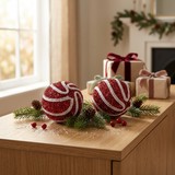 Plastic Christmas Décor Balls 2-Piece Set Red & White - 10cm