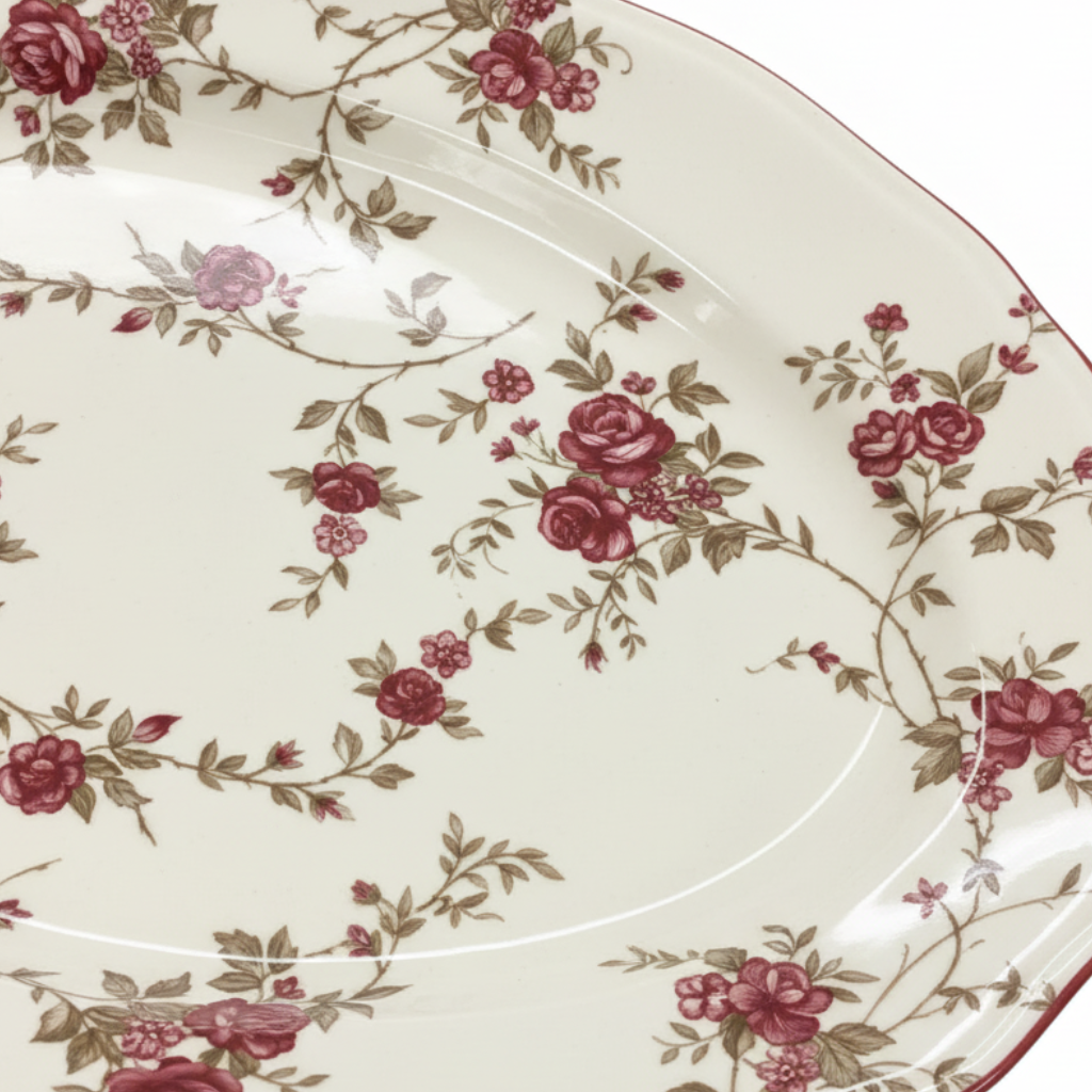 Legend Floral Ceramic Oval Platter Cream - 14 Inch