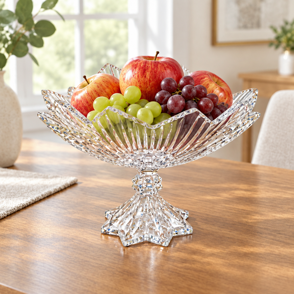MEW Clear Glass Footed Fruit Bowl - 30×18cm