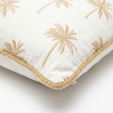 Rectangular Palm Tree Design Cushion Ivory & Beige - 30×70cm