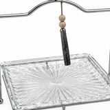 Glass Tray with Silver-Tone Metal Stand - 25×25cm