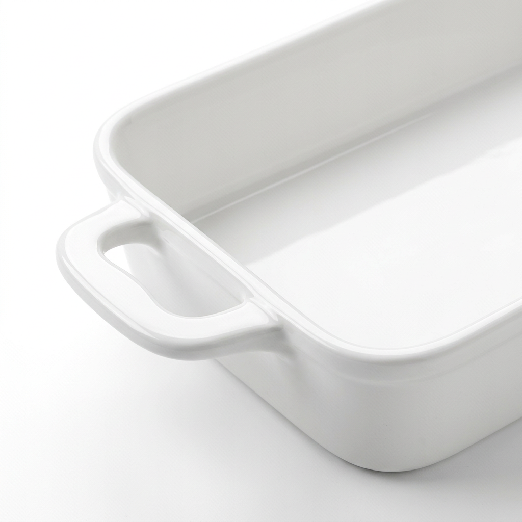 Rectangular Ceramic Baking Dish with Handles White – 27×20cm