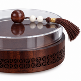 Wooden Candy Bowl with Acrylic Lid Brown - 20x10cm