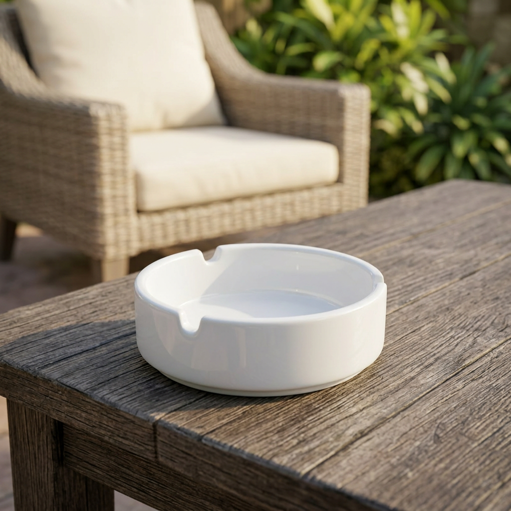 Porceletta Ceramic Ashtray White - 4 Inch