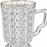 Textured Glass Mug with Gold-Colored Rim - 240ml