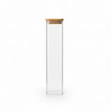 Square Glass Storage Jar with Natural Bamboo Lid - 5×30cm