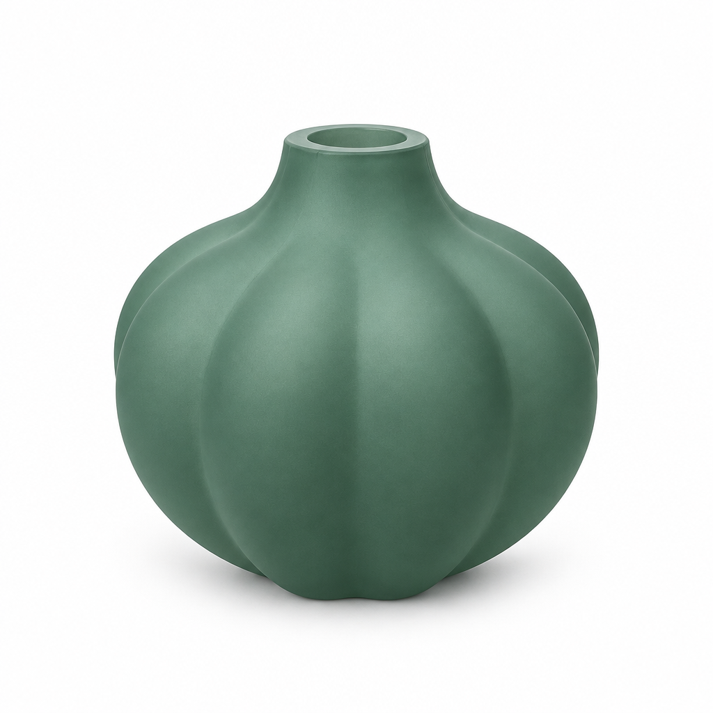 Ribbed Design Glass Vase Green - 10cm