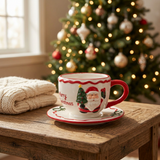 Ceramic Christmas Cup and Saucer Set - 300ml