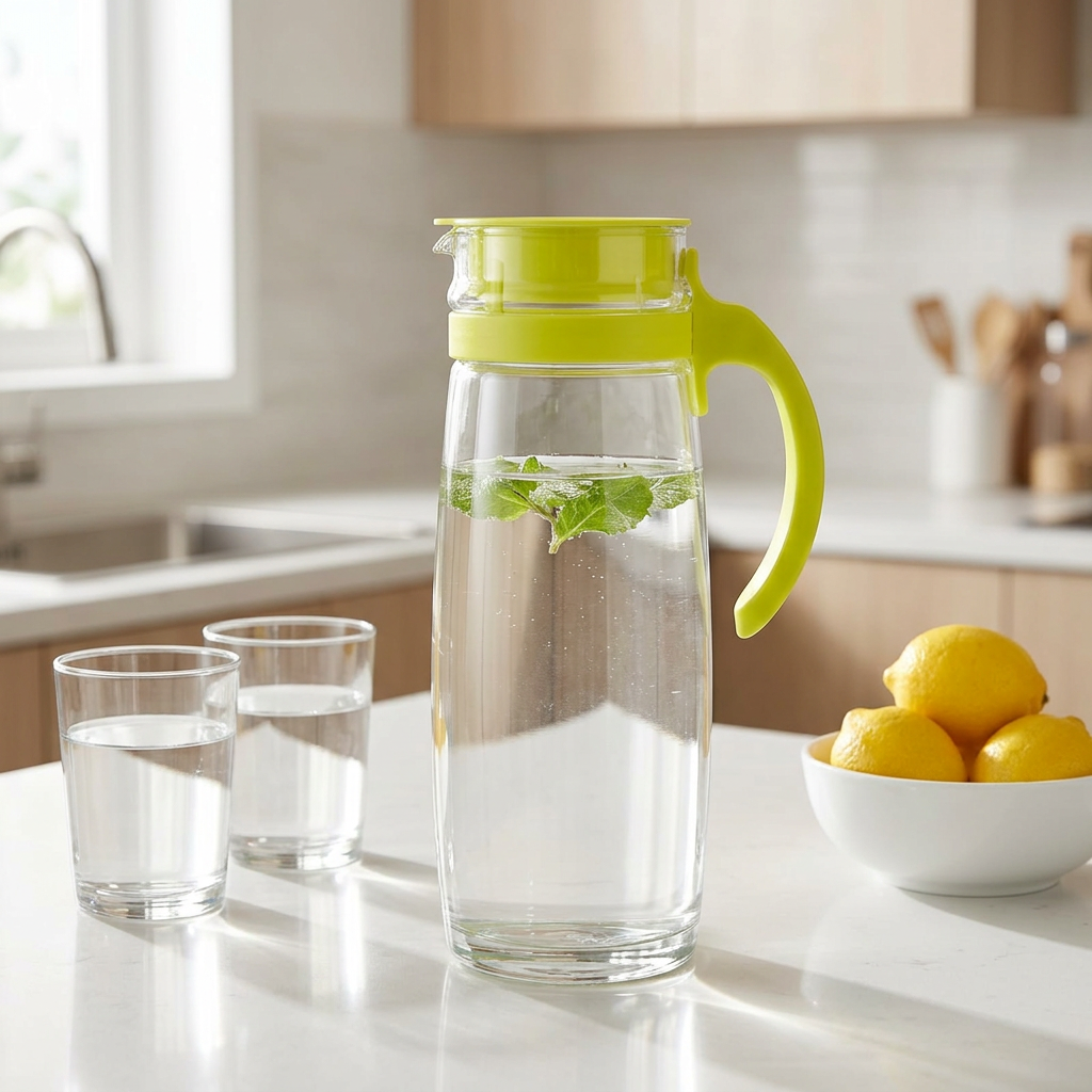 Ocean Glass Jug with Plastic Lid Lime Green - 1660ml
