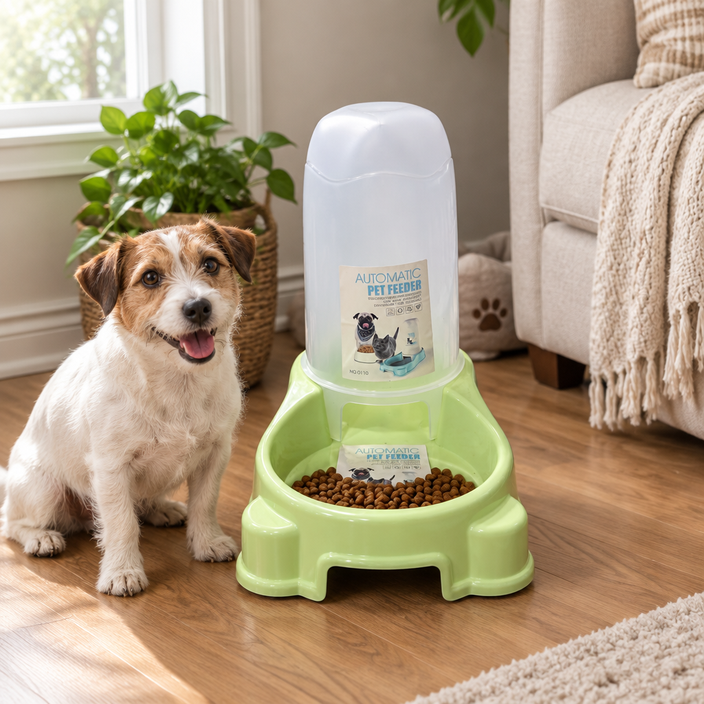 Plastic Pet Food Feeder Green - 25×25cm