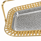 Rectangular Metal Serving Tray with Handle - 32×22cm