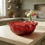 Resin Cabbage Leaf Shape Bowl Burgundy - 25cm