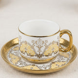 12PCS Luxury Ceramic Cup & Saucer Set – 6 Cups & 6 Saucers | Gold Floral Design