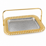 Rectangular Metal Serving Tray with Handle - 32×22cm