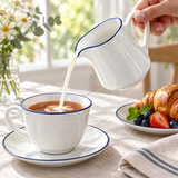 Luhpar Ceramic Creamer Jug White with Blue Rim - 300ml