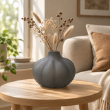 Ribbed Design Glass Vase Grey – 10cm