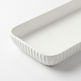 Ceramic Rectangular Tray with Textured Sides White  – 13×30cm