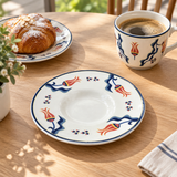 Ceramic Saucer White with Navy Blue - 13cm