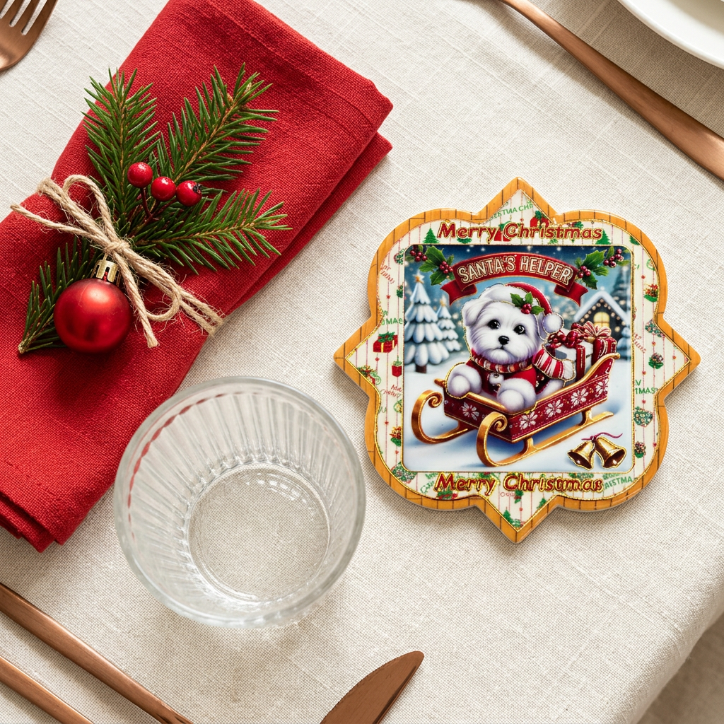 Ceramic-Coated Christmas Coaster - 11cm