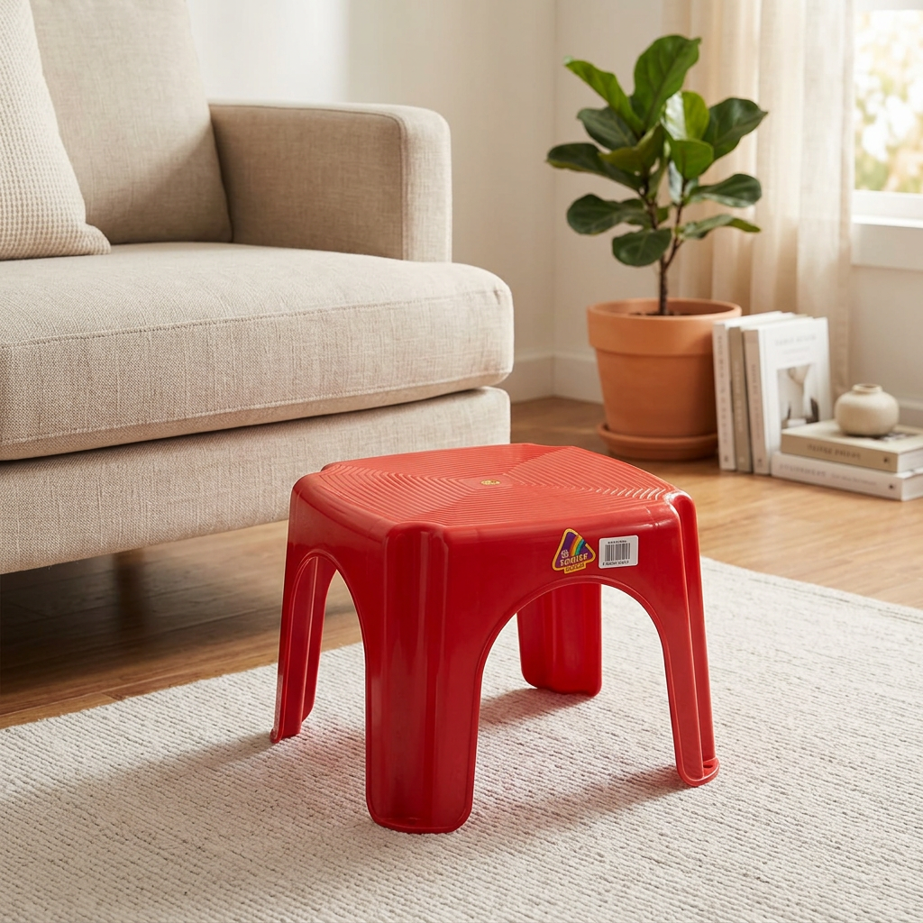 Family Plastic Stool Red – 25×30cm