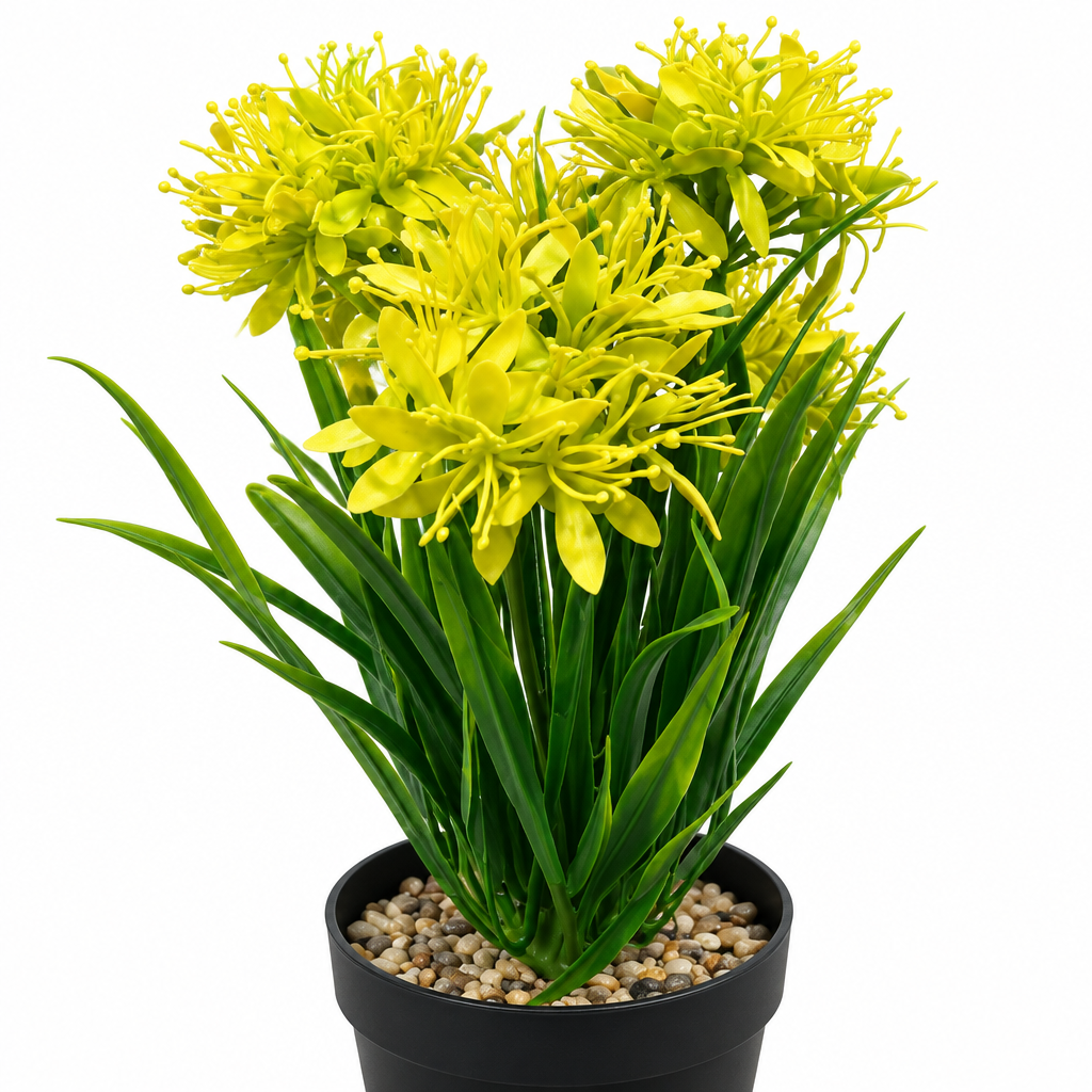 Zeem Artificial Flower Plant in Black Plastic Pot - 28cm