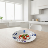 Henlee White & Blue Melamine Deep Plate - 9 Inch