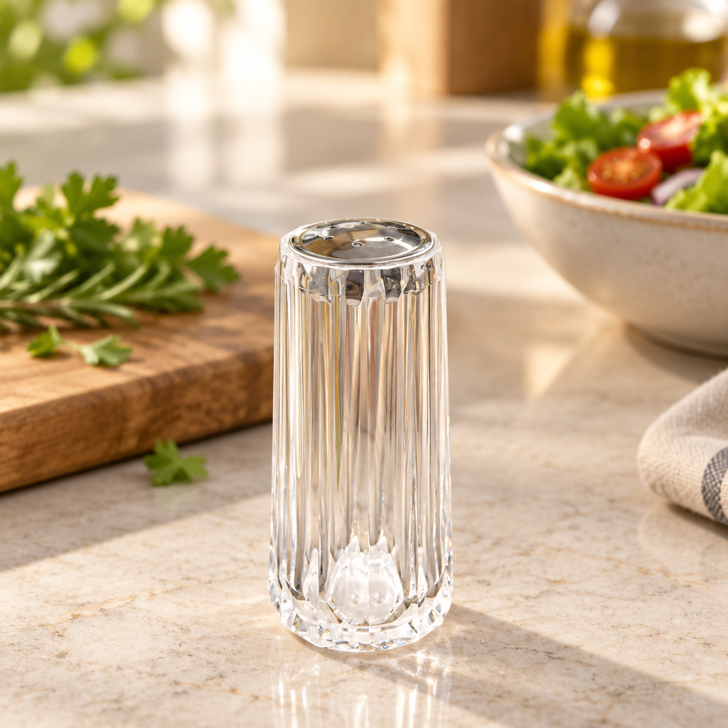 Acrylic Salt & Pepper Shaker with Silver Top – 8cm