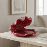Resin Shell-Shaped Decorative Tray Burgundy - 33×25cm
