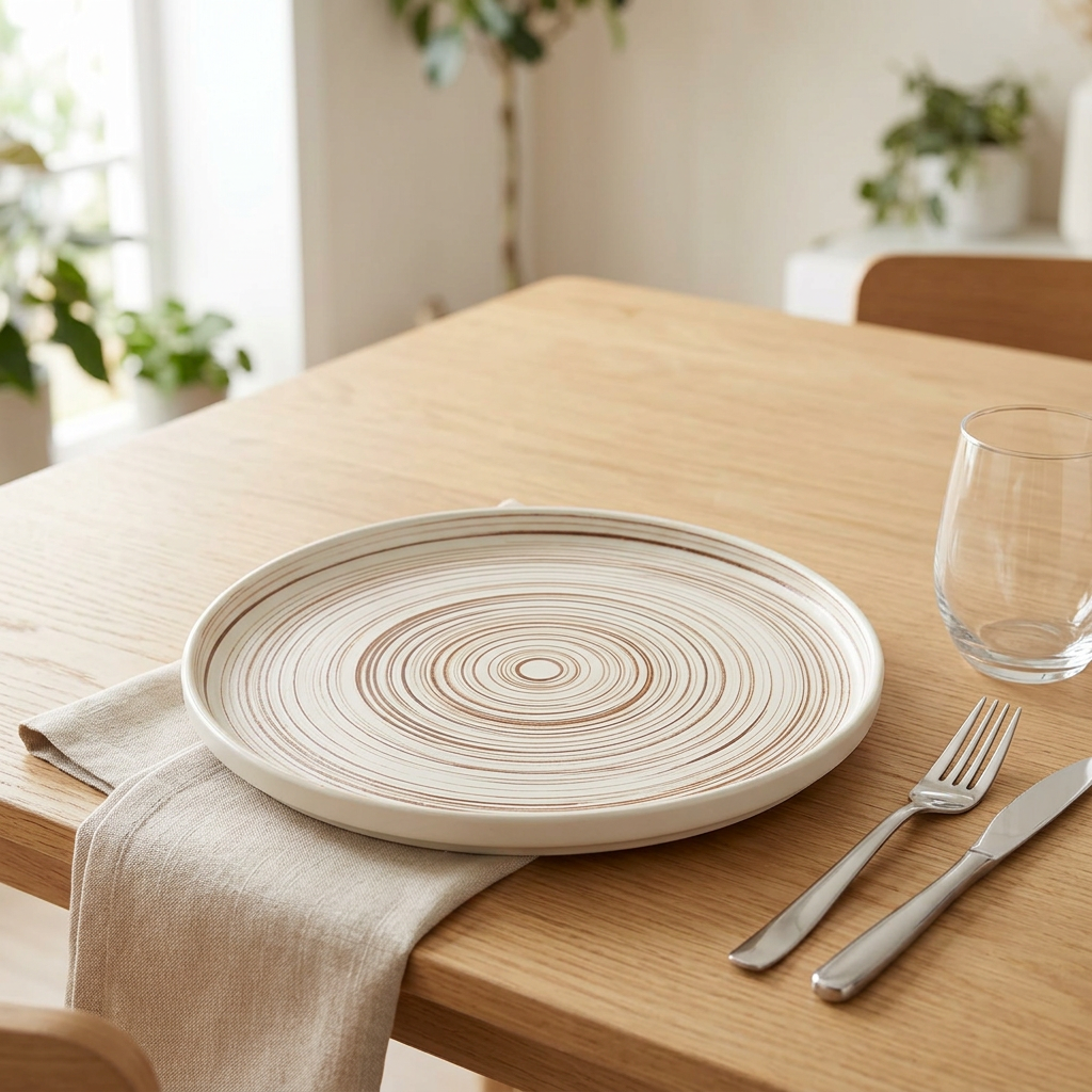 Ceramic Dinner Plate Cream and Beige - 27cm