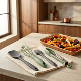 Royalford 4-Piece Silicone Kitchen Tool Set Sage Green & Grey