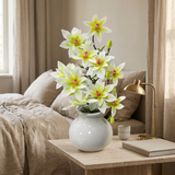 Artificial Orchid Plant in Ceramic Vase White & Lime Green - 40cm
