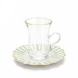 ABL GP-120 Sketan Tea Cup & Saucer Set – 12 Pieces – Clear Glass Cups with Gold Rim & Green Stripe Porcelain Saucers - Al Kabayel Discount CentreABL GP-120 Sketan Tea Cup & Saucer Set – 12 Pieces – Clear Glass Cups with Gold Rim & Green Stripe Porcelain SaucersTea SetsABLAl Kabayel Discount Centre