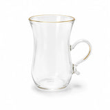 ABL GP-120 Sketan Tea Cup & Saucer Set – 12 Pieces – Clear Glass Cups with Gold Rim & Green Stripe Porcelain Saucers - Al Kabayel Discount CentreABL GP-120 Sketan Tea Cup & Saucer Set – 12 Pieces – Clear Glass Cups with Gold Rim & Green Stripe Porcelain SaucersTea SetsABLAl Kabayel Discount Centre