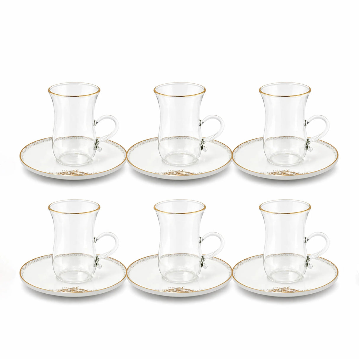 ABL GP-150 Glass Tea Cup & Saucer Set – 12 Pieces – Clear Glass with Gold Rim & Elegant Floral Accent Design - Al Kabayel Discount CentreABL GP-150 Glass Tea Cup & Saucer Set – 12 Pieces – Clear Glass with Gold Rim & Elegant Floral Accent DesignTea SetsABLAl Kabayel Discount Centre