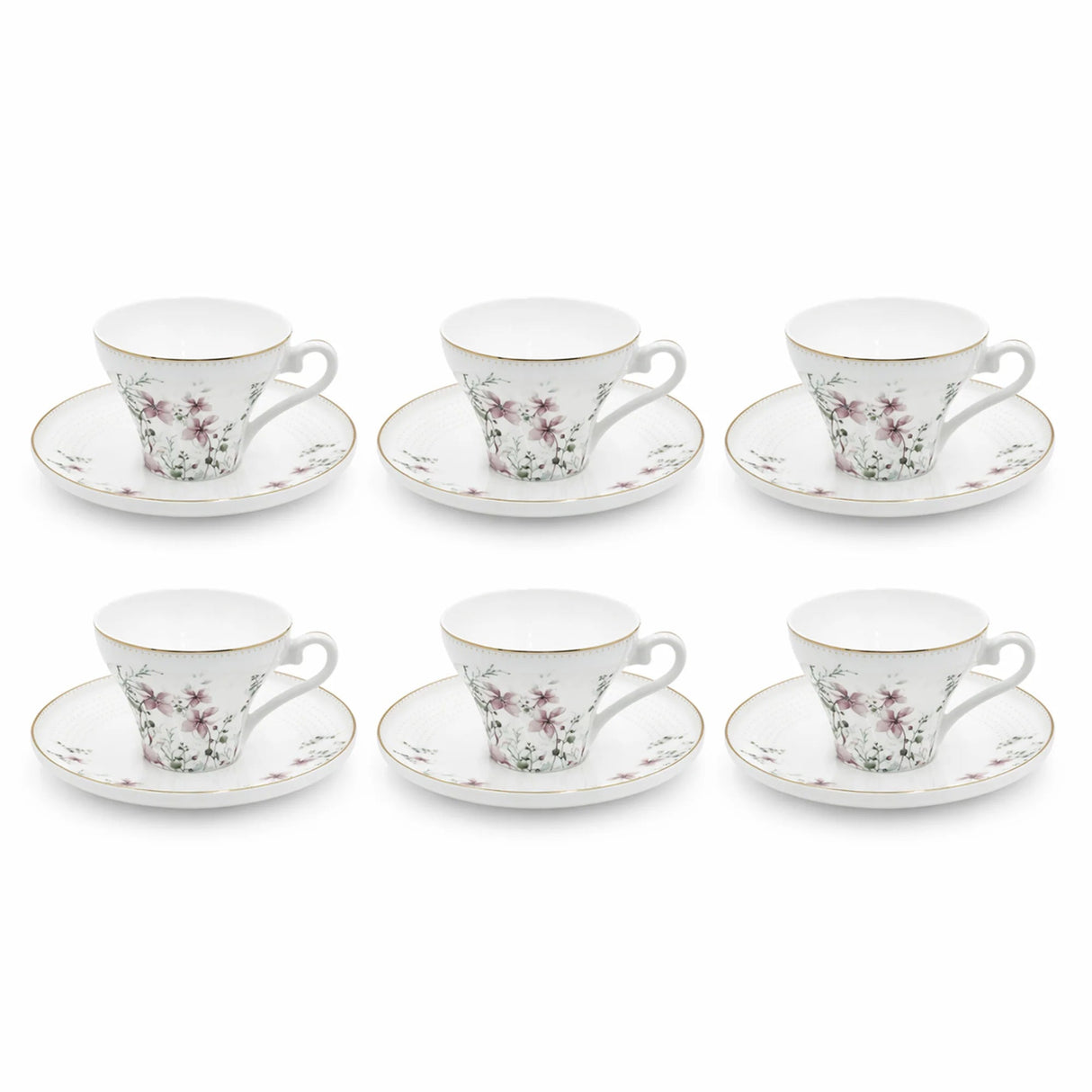 ABL GP-152 Ceramic Tea Cup & Saucer Set – 12 Pieces – Floral Pattern Tea Cups with Gold Rim & Matching Saucers - Al Kabayel Discount CentreABL GP-152 Ceramic Tea Cup & Saucer Set – 12 Pieces – Floral Pattern Tea Cups with Gold Rim & Matching SaucersTea SetsABLAl Kabayel Discount Centre