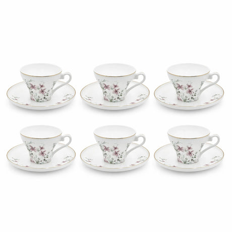 ABL GP-152 Ceramic Tea Cup & Saucer Set – 12 Pieces – Floral Pattern Tea Cups with Gold Rim & Matching Saucers - Al Kabayel Discount CentreABL GP-152 Ceramic Tea Cup & Saucer Set – 12 Pieces – Floral Pattern Tea Cups with Gold Rim & Matching SaucersTea SetsABLAl Kabayel Discount Centre