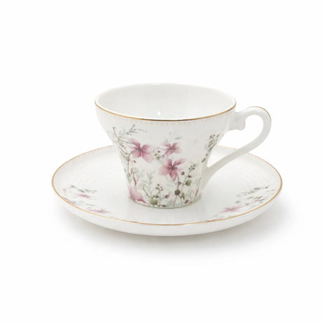 ABL GP-152 Ceramic Tea Cup & Saucer Set – 12 Pieces – Floral Pattern Tea Cups with Gold Rim & Matching Saucers - Al Kabayel Discount CentreABL GP-152 Ceramic Tea Cup & Saucer Set – 12 Pieces – Floral Pattern Tea Cups with Gold Rim & Matching SaucersTea SetsABLAl Kabayel Discount Centre