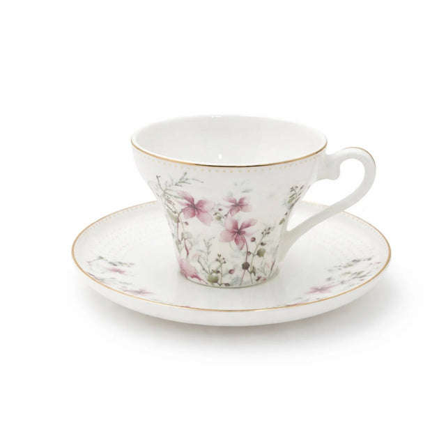 ABL GP-152 Ceramic Tea Cup & Saucer Set – 12 Pieces – Floral Pattern Tea Cups with Gold Rim & Matching Saucers - Al Kabayel Discount CentreABL GP-152 Ceramic Tea Cup & Saucer Set – 12 Pieces – Floral Pattern Tea Cups with Gold Rim & Matching SaucersTea SetsABLAl Kabayel Discount Centre
