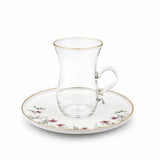 ABL GP-154 Glass Tea Cup & Saucer Set – 12 Pieces – Clear Glass with Gold Rim & Floral Saucer Elegant Tea Set - Al Kabayel Discount CentreABL GP-154 Glass Tea Cup & Saucer Set – 12 Pieces – Clear Glass with Gold Rim & Floral Saucer Elegant Tea SetTea SetsABLAl Kabayel Discount Centre