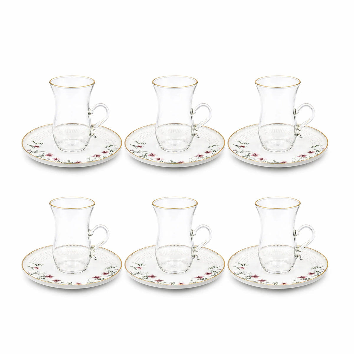 ABL Ceramic & Glass Cup and Saucer 12 Piece Set - 120ml