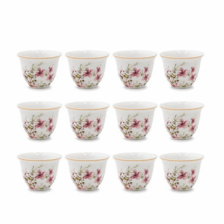 ABL GP-155 Ceramic Ceramic Cawa Cup Set – 12 Pieces – Floral Design with Gold Rim - Al Kabayel Discount CentreABL GP-155 Ceramic Ceramic Cawa Cup Set – 12 Pieces – Floral Design with Gold RimTea SetsABLAl Kabayel Discount Centre