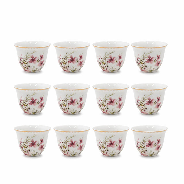 ABL GP-155 Ceramic Ceramic Cawa Cup Set – 12 Pieces – Floral Design with Gold Rim - Al Kabayel Discount CentreABL GP-155 Ceramic Ceramic Cawa Cup Set – 12 Pieces – Floral Design with Gold RimTea SetsABLAl Kabayel Discount Centre
