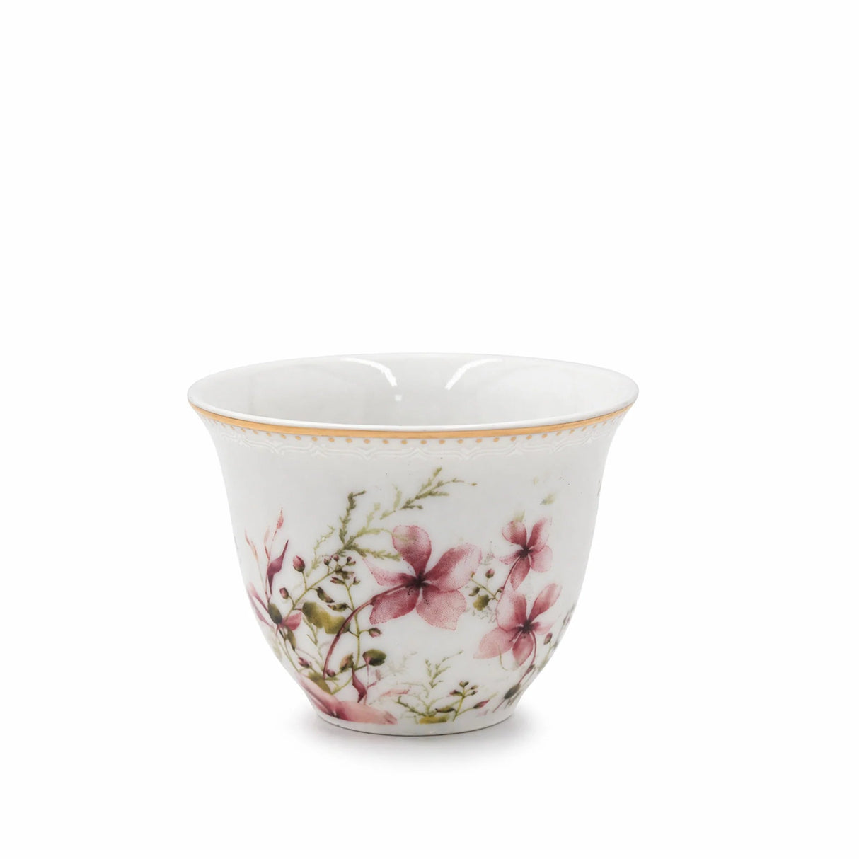 ABL GP-155 Ceramic Ceramic Cawa Cup Set – 12 Pieces – Floral Design with Gold Rim - Al Kabayel Discount CentreABL GP-155 Ceramic Ceramic Cawa Cup Set – 12 Pieces – Floral Design with Gold RimTea SetsABLAl Kabayel Discount Centre