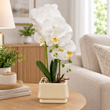 Artificial Orchid Flower Plant in Ceramic Pot White  – 40cm