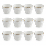 Dallah Addar 12-Piece Ceramic Cawa Cup Set White - 80ml