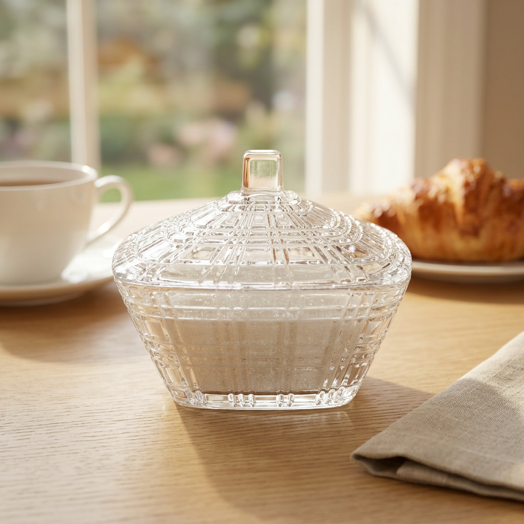 Deli Glass Sugar Pot with Lid – 12cm